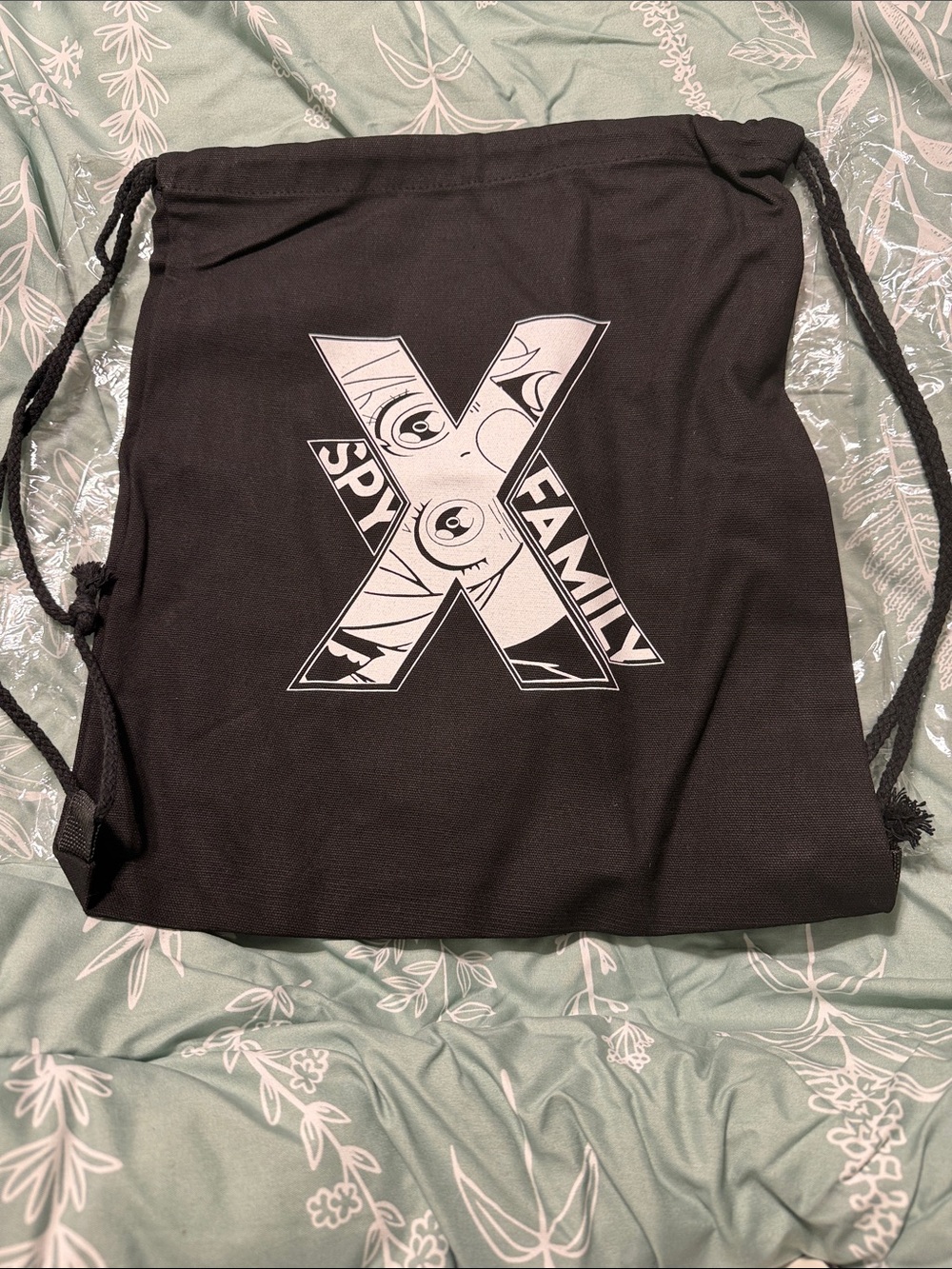 Black Drawstring anime spy family backpack
